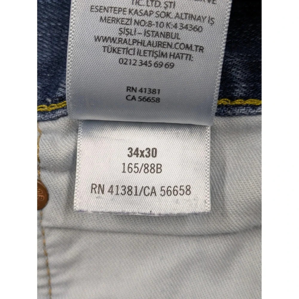 Polo Ralph Lauren Jeans Mens 34x28 Blue Hampton Relaxed Straight Stretch Denim